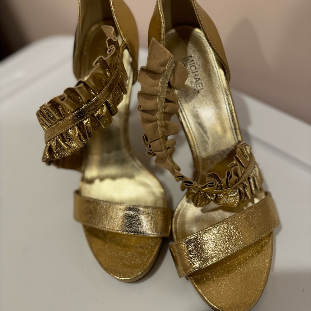Michael Kors gold foil heels.  New without tags. Size 8
